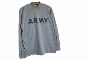 2010sミリタリーU.S.ARMYアーミーリフレクターモックネックIPFUトレーニングロングスリーブTシャツM霜降りグレーアメリカ陸軍nr24986