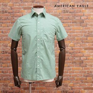 春夏/AMERICAN EAGLE/XSサイズ/カジュアル シャツ 2154-5940 ストレッチ快適 ドット柄 胸ポケット 半袖 新品/緑/グリーン/ih138a/