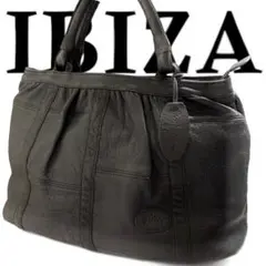 美品 IBIZA ハンドバック レザー ブラック チャーム付き イビサ イビザ