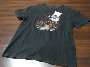 送料無料☆DEVILOCKデカロゴ半袖Tシャツ/メンズ/L/黒/デビロック