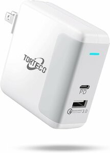 Torteco USB充電器 PD 充電器 60W Type-C急速充電器 2ポート コンパクトiPhone/iPad/MacBook/switch/Samsung/Android CC0029