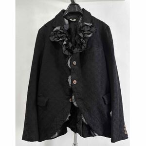 2015AW コムコム コムデギャルソン　フリルジャケット　 COMME des GARCONS ブラック　 テーラードジャケット　ポリエステル　Sサイズ