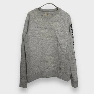 送料無料☆carhartt☆カーハート☆スリーブロゴスウェット☆リバース☆前V☆クルーネック☆霜降りグレー☆レディースS☆H24M