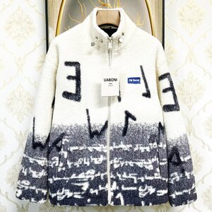 ★★定番EU製＆定価6万◆UABONI*Paris*ジャケット*ユアボニ*パリ発◆上質ミンク/カシミヤ混 厚手 フリース 防寒 暖かい ブルゾン 日常 M/46