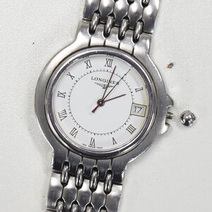 1円 可動品 腕時計 ロンジン LONGINES フラッグシップ クォーツ メンズ ホワイト リューズ取れ 同梱不可