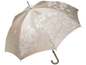 傘 レディース 長傘 槙田商店 絵おり ジャガード 桜 さくら ベージュ 8本骨 雨傘 晴雨兼用 UVカット 日本製