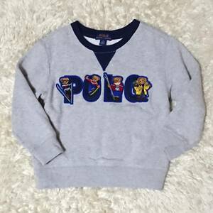 ポロラルフローレン POLO RALPH LAUREN スウェット トレーナー 子供服 上着 無地 グレー 綿 100cm ポロベア クルーネック 現行タグ