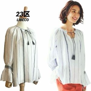 【23区】 LIBECO リネン タッセル ブラウス