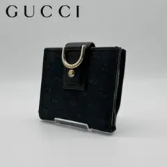 【極美品】GUCCI レザー×キャンバス 二つ折り財布 GG総柄 アビー 黒