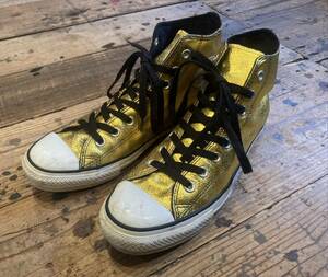 レア converse コンバース オールスター HI ゴールド 27cm/ゴルフ バイク 普段着 ガレージ スケートボード ステューシー サーフ クラブ