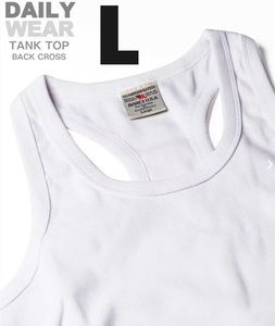 AVIREX リブ タンクトップ BACK CROSS ホワイト Lサイズ / 《DAILY》RIB TANK TOP バッククロス 白 デイリーウェア アビレックス