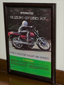 1978年 UK 洋書雑誌記事 額装品 Suzuki GT250 X7 スズキ ( A4サイズ・ A4size )