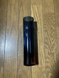 保管品★北一硝子 花瓶 高さ約20cm　内径約4.5cm 葡萄模様　青