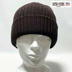 【新品】NEW YORK HAT Chunky Cuff ニューヨークハット ②2WAY使いもOK！定番チャンキーカフ ローケージニットキャップ ブラウン 