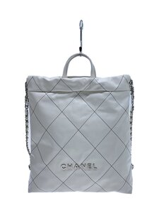 CHANEL◆シャネル22/リュックサック/リュック/レザー/WHT/AS3313//