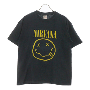 VINTAGE ヴィンテージ NIRVANA 1992 SMILE TEE EURO ANVIL ニルヴァーナ スマイルプリント 半袖クルーネックTシャツ ブラック