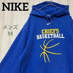 NIKE　ナイキ　プルオーバー　スウェット　パーカー　センター刺繍ロゴ　青　M