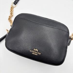 定番 コーチ COACH ショルダーバッグ カメラバッグ チェーン　シボ革