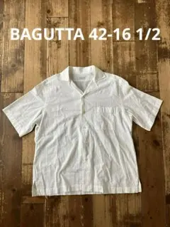 BAGUTTA バグッタ 半袖オープンカラーシャツ 白 リネン 42-16H