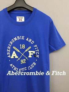 【新品未使用】【タグ付き】アバクロンビーアンドフィッチ Abercrombie & Fitch 刺繍 ロゴ Ｔシャツ 半袖 ブルー メンズ Sサイズ ～□