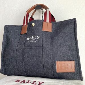 【近年モデル!!! 美品!!】BALLY バリー トートバッグ ハンドバック ビジネス トレスポ ロゴ デニム レザー 本革 メンズ A4収納◎ 大容量