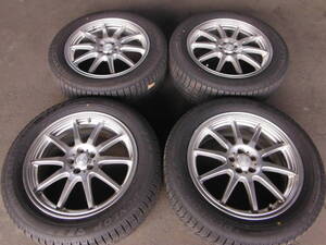 HS1076 送料無料 4本アルミSET価格! バリ山 225/55R18 ダンロップ WINTER MAXX WM03 スタッドレス 18×7.5J 5H 100 +48