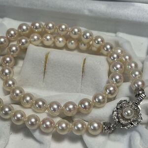 アコヤ真珠 SILVER 刻印 本真珠 あこや ネックレス パール pearl necklace 7.0-7.5mm オーロラ干渉色 照り強