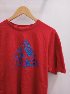 ★E010 US古着 adidas アディダス Tシャツ スポーツ ブランド サイズXL 赤系 