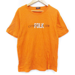 コムサイズム COMME CA ISM Tシャツ カットソー 半袖 クルーネック ロゴプリント M オレンジ /FF24 ■MO レディース