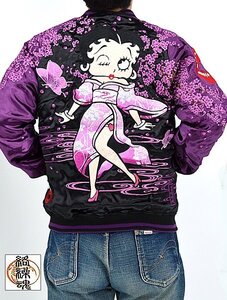 BETTY BOOP×絡繰魂 BETTYスカジャン◆絡繰魂 B色XLサイズ 232001 和柄 和風 ベティーちゃん 刺繍 スーベニアジャケット