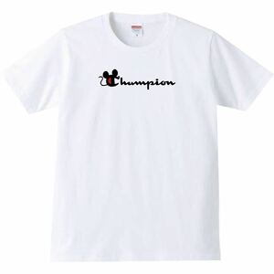 【送料無料】【新品】chumpion チュンピオン Tシャツ パロディ おもしろ プレゼント メンズ 白 Mサイズ