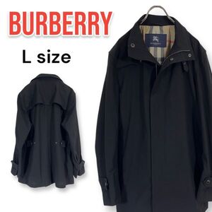 BURBERRY LONDON バーバリーロンドン スタンドカラージャケット ジップアップ ミドル 黒 ブラック Lサイズ ポリエステル ノバチェック