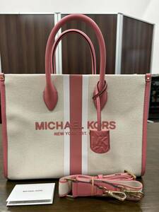 sep-24/【美品】Michael Korsマイケルコース トートバッグ ミレラ ピンク アイボリー トートバッグ 付属品