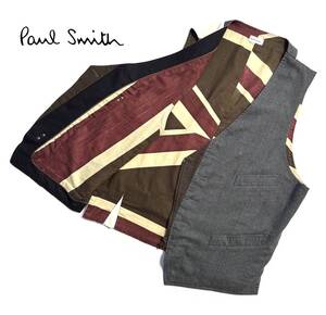 美品【最高級】Paul Smith ポールスミス ウール ジレ ベスト L メンズ ユニオンジャック ジップ【超名作ベスト】送料600円 ライダース