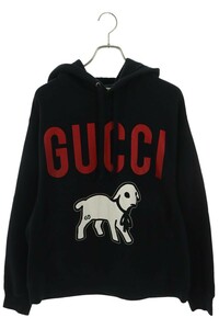 グッチ GUCCI 569828 XJBTQ サイズ:L ラムロゴオーバーサイズプルオーバーパーカー 中古 OM10