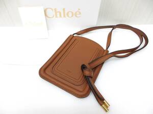 未使用 Chloe クロエ marcie スマホ ショルダー ポーチ マーシー ポシェット レザー タン ブラウン ●a