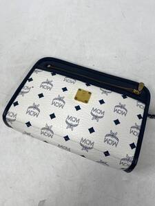 MCM エムシーエム モノグラム ヴィセトス柄 レザー クラッチバッグ セカンドバッグ 白 ホワイト レディース ss111702