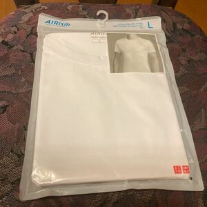 未使用 UNIQLO AIRism Tシャツ メンズ L ユニクロ エアリズム ホワイト 白 クルーネック 半袖 新品