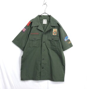 KZ6564★BOY SCOUTS OF AMERICA : ワッペン付 半袖シャツ★M★カーキ BILLY STONE