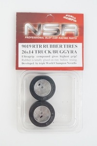 新品 NSR 1/32 RTR RUBBER TIRES 26×14 TRUCK/BUGGYRA アルミホイール タイヤ 9019 スロットカー