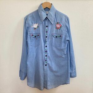 70s Vintage JCPenney ヴィンテージ シャンブレー シャツ 古着 70年代 shirt サイズ 18 