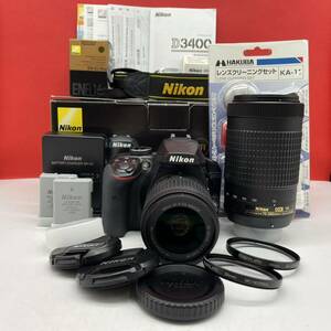 □ 使用数回 Nikon D3400 デジタル一眼レフカメラ AF-P DX NIKKOR 18-55mm F3.5-5.6G/ 70-300mm F4.5-6.3G ED VR レンズ 動作確認済 ニコン