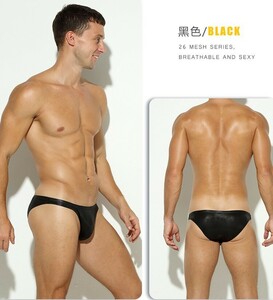 156-14-13 サイズXL 光沢シャイニー メンズ セクシー ハイストレッチ フルバック U凸バッグブリーフ パンツ カッコいい☆ 下着 2