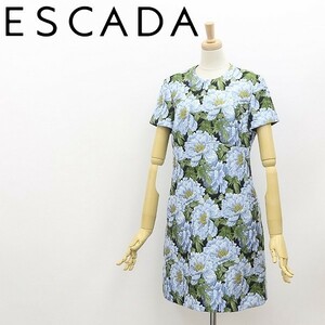 新品同様●ESCADA エスカーダ フラワー ジャガード ドレス ワンピース 34 国内正規品