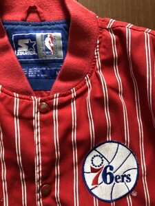 アレン アイバーソン 着用モデル★「ＳＴＡＲＴＥＲ」製　フィラデルフィア ７６ｅｒｓ スタジャン VINTAGE ビンテージ 古着 ＮＢＡ 黒人