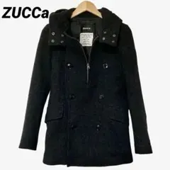 ZUCCA ズッカ ウール混 フーデット ライダース デザイン コート パーカー