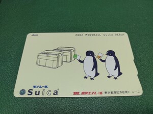 無記名Suica モノレールスイカ　デビュー記念ペンギン2匹柄　傷若干あり　チャージ0円　デポジットのみ　鉄道利用のみ可能