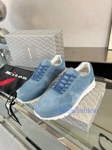 KITON キトン メンズスニーカー ウォーキングシューズ　EU42 ブルー ローカット スエード 本革　スポーツ靴　ランニングシューズ