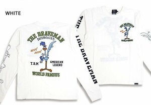 BR×LOONEYコラボ 天竺ロングTシャツ◆The BRAVE-MAN ホワイトXXLサイズ LTB-2202 ブレイブマン ロードランナー ルーニー 刺繍