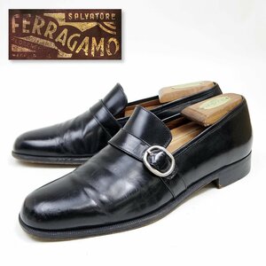 8D表記 26cm相当 Salvatore Ferragamo サルヴァトーレフェラガモ モンクストラップ スリッポン ITALY製 イタリア ブラック /24.1.16/U9934